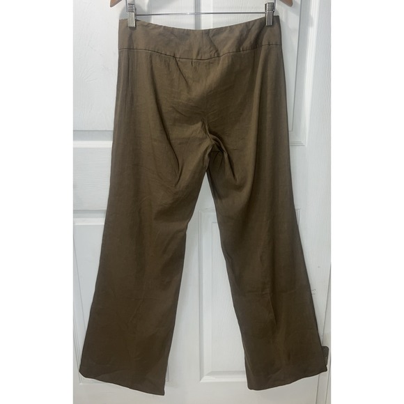 THEORY Women's‎ Brown Tailored Flat Front Flare Leg Linen Blend Trouser Size 6 - Picture 2 of 10